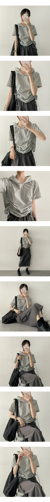 Tibshirring nylon string short-sleeved hood