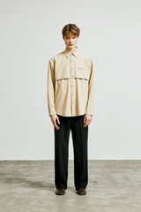 trench welt pocket shirt jacket beige (6615485153398)
