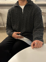 LMN プレミアムツイストセミジップアップニットウェア / LMN Premium Twisted Semi-Zipup Knitwear (7 color)