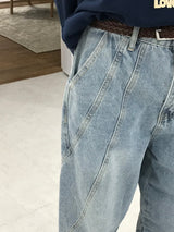 Coupure wide denim pants