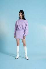 ラインストーン刺繍クロップ丈トレーナー紫 -Embroidery Rhinestone Cropped Sweatshirt PURPLE (4397431423094)