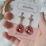 Romantic Queen Waterdrop Crystal Piercing - Rosepink