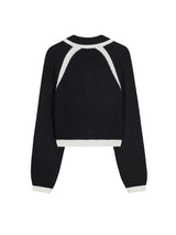 ブークルニットクロップジップアップ/BOUCLE KNIT CROP ZIP UP BLACK