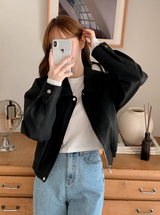Classic Autumn Crop Leather Jacket (2color)