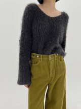 チャコールププVネックニット/Charcoal Pupu V-neck Knit