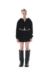 ベルベットクロップドフーディー/22 VELVET CROPPED HOODY