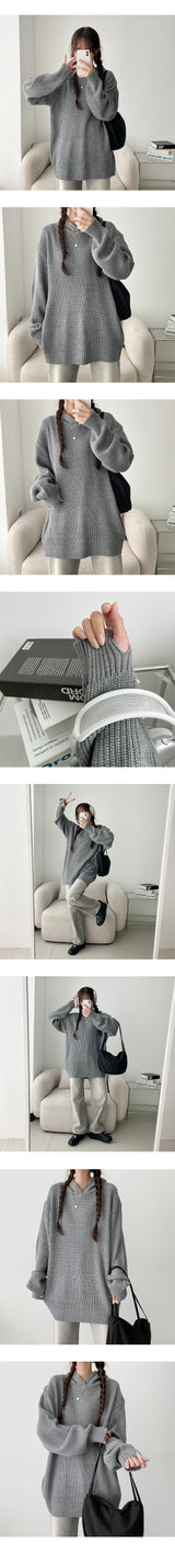 Tesla Loose Warmer Hooded Knitwear