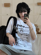 フローリングレタリング半袖Tシャツ (2 color)