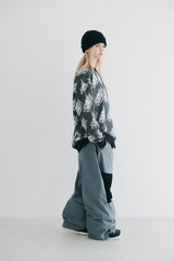 ファンスクリブリングオールオーバークルーネック / BSR2223FWPO079 FUN SCIBBLING ALL OVER CREWNECK BLACK