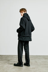 hoody zip-up cape cardigan black (6615495016566)
