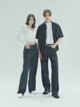 リネンワイドデニムパンツ / M204 LINEN WIDE DENIM PANTS_DEEP BLUE