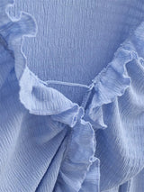 Frill shirring strap blouse