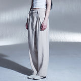 リネンベルトワンタックワイドパンツ / LINEN BELT ONE-TUCK WIDE PANTS (BG)