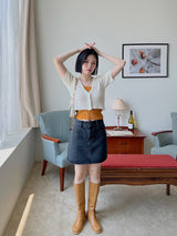 2ボタンデニムスカート / two-button black denim skirt