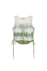 ダイドレースアップノースリーブ / DYED LACE-UP SLEEVELESS (GREEN)
