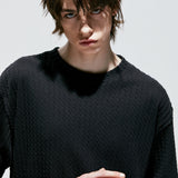ジャカードニットTシャツ / jacquard knit t-shirt black