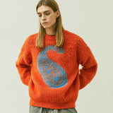 BULKY BRUSH PAISLEY SWEATER ORANGE