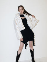 Leopard Crop Fur Jacket (WHITE)