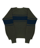 COLOR-LINE 7G KNIT CREW-NECK (Khaki) / カラーラインニットクルーネック