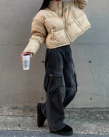 Oval cargo denim pants