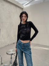 フェイス捺染セミクロップTシャツ