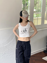 ウィティブハートヒッププリンティングクロップドタンクトップ / Witive Heart Hip Printing Cropped Sleeveless
