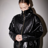 レザージップアップジャンパー / Leather zip-up jumper black