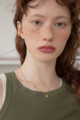 ハートクローバーペンダントサージカルチェーンネックレス/Heart clover pendant surgical chain necklace