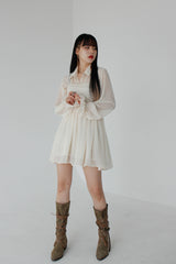 ダスティーシースルーラッフルシャツ / Dusty See-through Ruffle Shirt (3color)