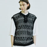 クロシェリップベスト/crochet rip vest black