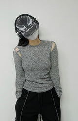 カットアウトショルダーロングスリーブ / cut out shoulder long sleeve