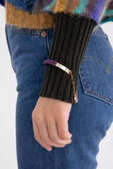 ニッティングウィズドロップチェーンバングルブレスレット/Knitting with drop chain bangle bracelet (Gold)