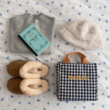 Porto check pattern bag picnic check cotton cloth bag cross shoulder tote bag S size