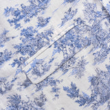 プリントリネンブレンドショートスリーブジャケット/[UNISEX] Printed Linen-Blend Short-Sleeved Jacket (White)