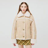 ハートボタンショートシャーリングジャケット / HEART BUTTON SHORT SHEARLING JACKET _ BEGIE