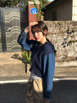 Arlo denim knit zip up