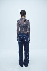 スネーク カッティング デニムパンツ / Snake Cutting Denim Pants