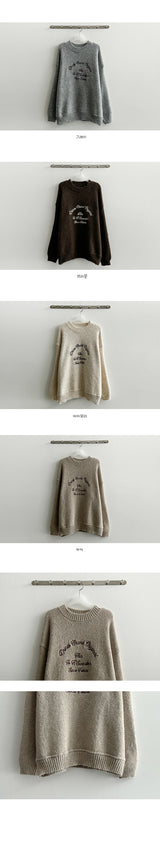 Eril Bodle Thick Embroidery Lettering Wool Knitwear