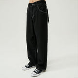 CONTRAST COTTON WIDE PANTS (BLACK) (6603666980982)