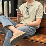 オンスリネン3ボタンカラー半袖ニットウェア / Oz Linen 3 Button Collar Short-Sleeved Knitwear (5 colors)