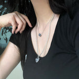 グレーマーブルハートネックレス / Gray marble heart necklace