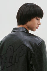 フリップクラックレザーブレザー / FLIP Crack Leather Blazer_Black (6678754295926)