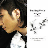 クロスシルバーイヤリング / Grapevine-D1 cross silver earring (4591916908662)