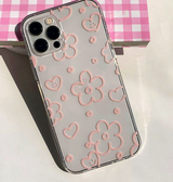 フラワーピンクハーとラインフォーンケース / Flower Pink Heart Line Phone Case