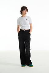 スモールチェリーケーブルクロップ丈のショットスリーブニット／SMALL CHERRY CABLE CROP SHORT SLEEVE KNIT [WHITE]
