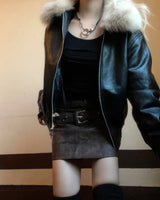 vintage fur two-way blouson jumper
