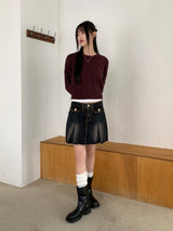 Poltz y2k pleated mini denim skirt
