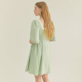 カラーウェイスクエアネックパフドレス / Colourway Square Neck Puff Dress (Mint)