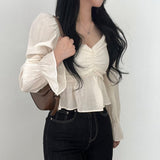 Smocked Back Chiffon Blouse