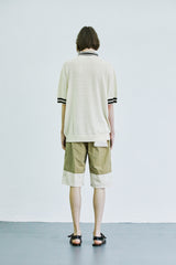 カラーストライプ ピケニット Tシャツ / color stripe pique knit t-shirt cream